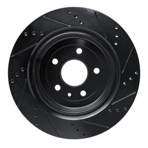 Chevrolet Corvette Brake Rotor (1) - Rear Left - R1 Concepts - Drilled & Slotted - Black - `14-`19